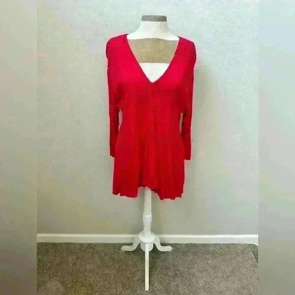 Free People red embroidered tunic top-size, M